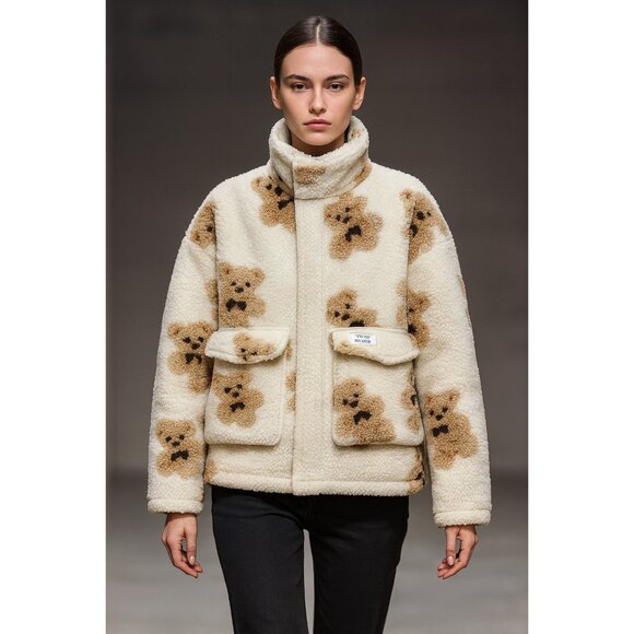 My Mum Made It Jackets & Blazers - My Mum Made It Teddy Bear Sherpa Jacket Beige Brown Plush Fleece Coat Oversized